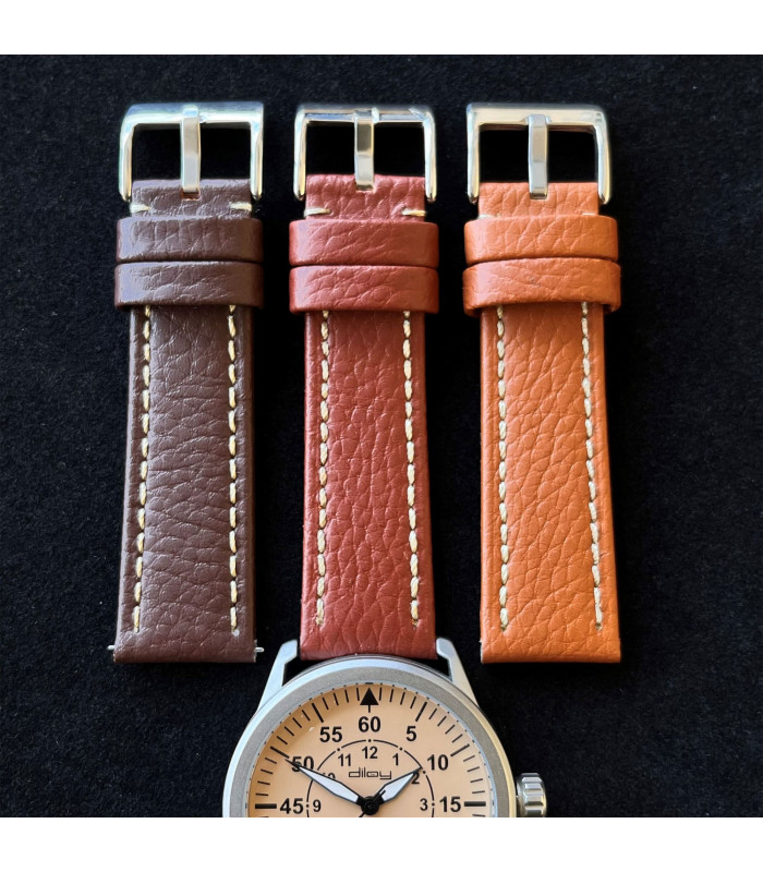 Pasek skóra bawoła biały szew – Diloy 376