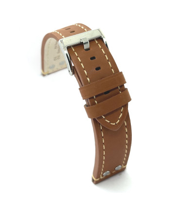 Pasek do zegarka ze skóry lotniczej ze stalowymi nitami 18mm 20mm 22mm 24mm Ref 381