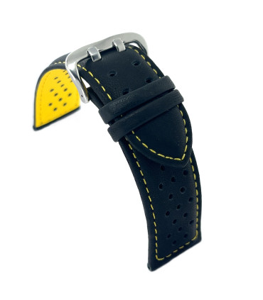 Pasek rally racing perforowana skóra gładka kolorowe przeszycia – Diloy 380