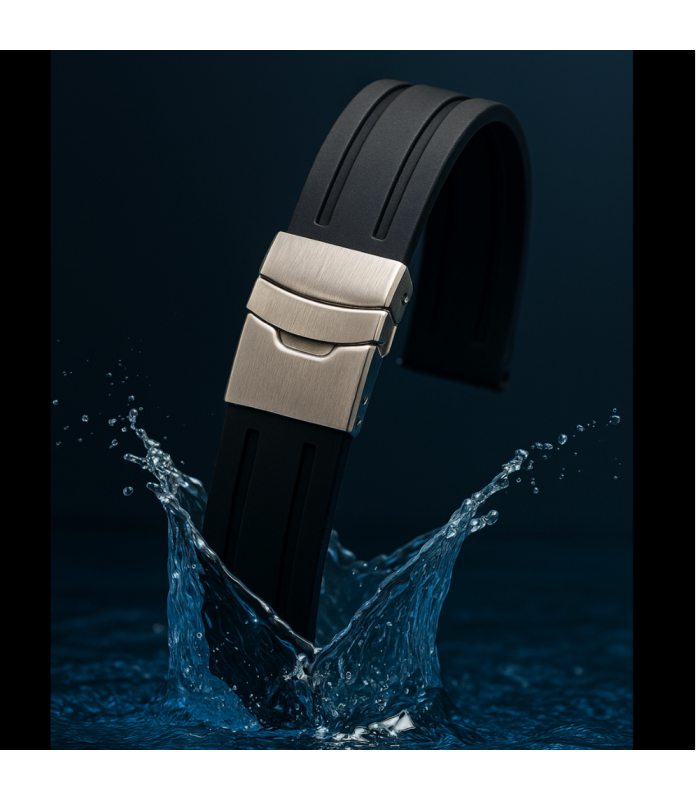 Pasek BR36 silikonowy czarny z ukrytym zapięciem