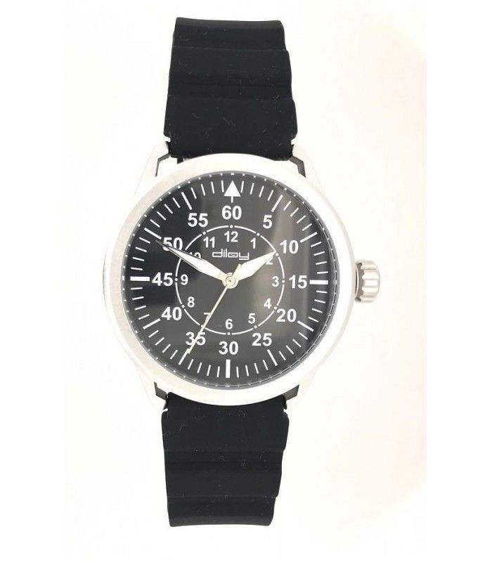 Czarny pasek silikonowy BR31 z ukrytym zapięciem | Diloy