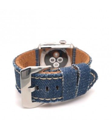 Pasek do Apple Watch wykonany z denimu i skóry. Ref AW390
