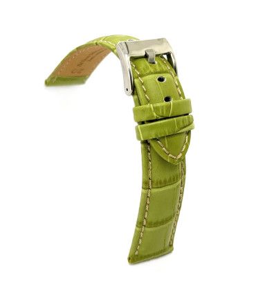 Wypukły pasek skórzany krokodyl biały szew sportowy – Diloy 378