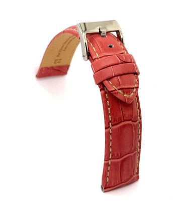 Wypukły pasek skórzany krokodyl biały szew sportowy – Diloy 378