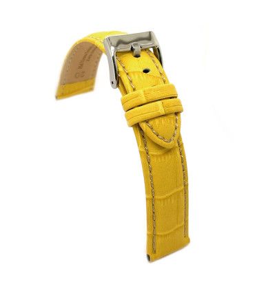 Wypukły pasek skórzany krokodyl biały szew sportowy – Diloy 378