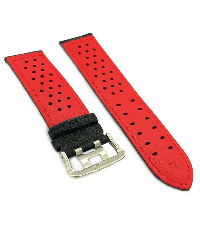 Pasek rally racing perforowana skóra gładka kolorowe przeszycia – Diloy 380