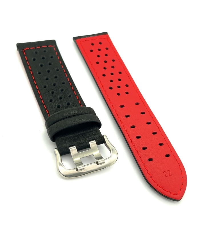 Pasek rally racing perforowana skóra gładka kolorowe przeszycia – Diloy 380